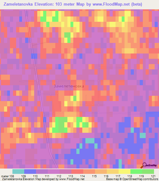 Zameletanovka,Russia Elevation Map