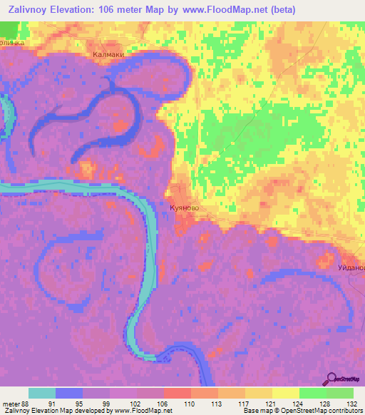 Zalivnoy,Russia Elevation Map