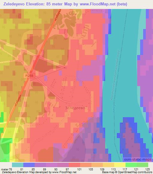 Zeledeyevo,Russia Elevation Map