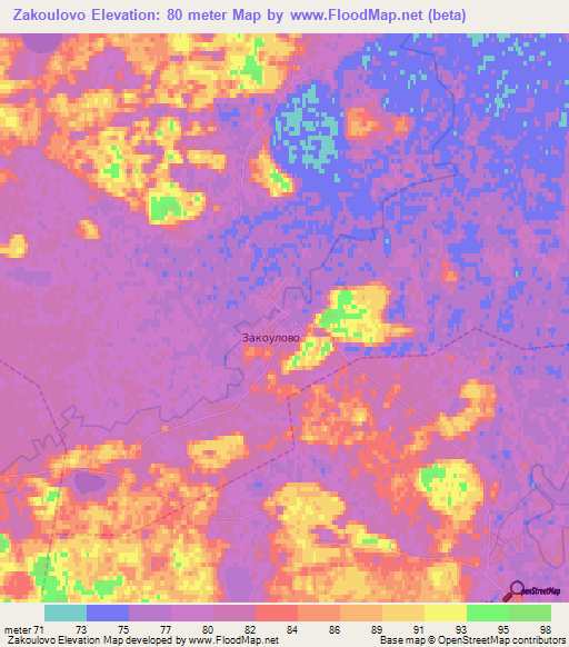 Zakoulovo,Russia Elevation Map