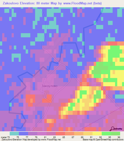 Zakoulovo,Russia Elevation Map