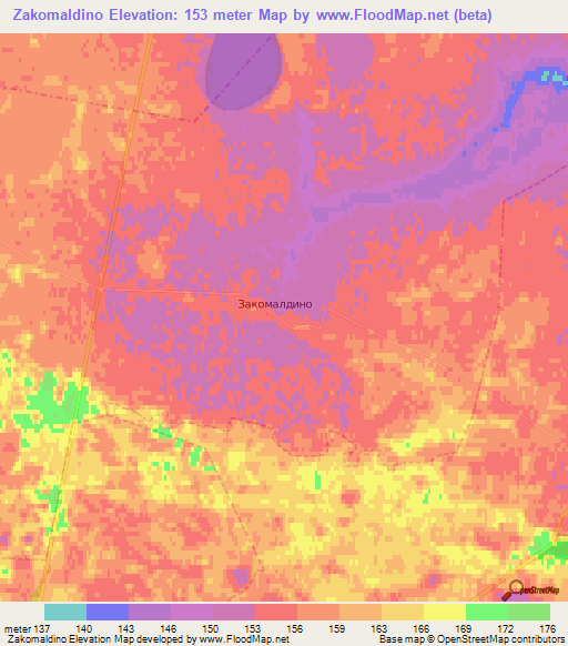 Zakomaldino,Russia Elevation Map