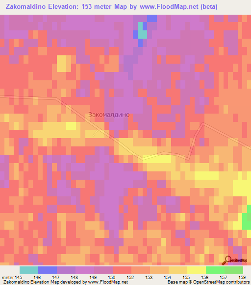 Zakomaldino,Russia Elevation Map