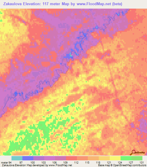 Zakaulova,Russia Elevation Map