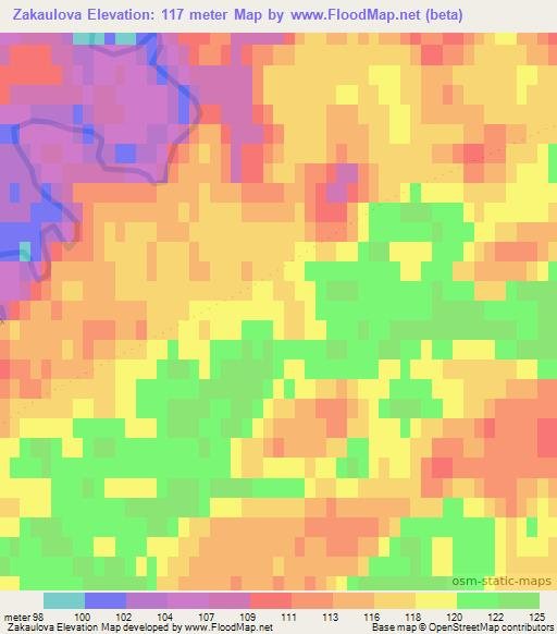 Zakaulova,Russia Elevation Map