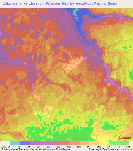 Zakamyshenka,Russia Elevation Map