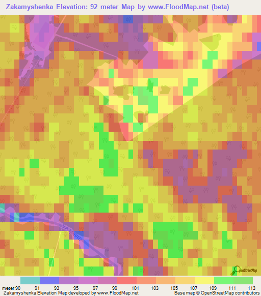 Zakamyshenka,Russia Elevation Map