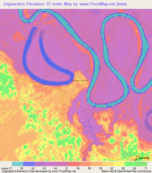 Zagvazdino,Russia Elevation Map