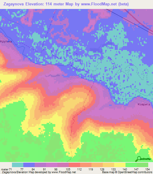 Zagaynova,Russia Elevation Map