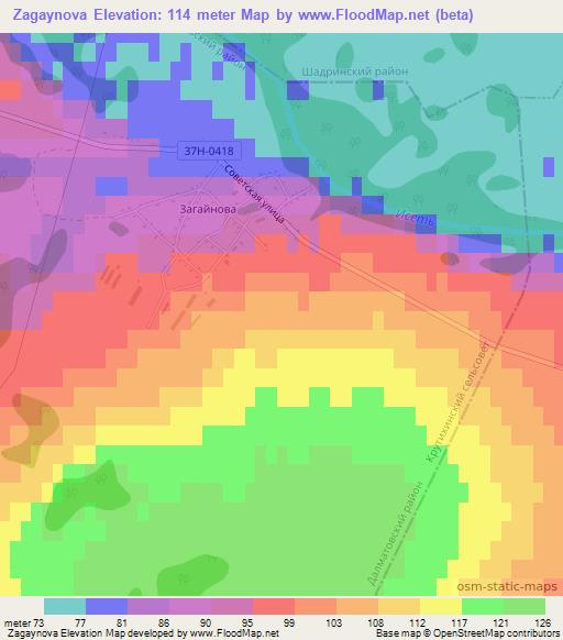 Zagaynova,Russia Elevation Map