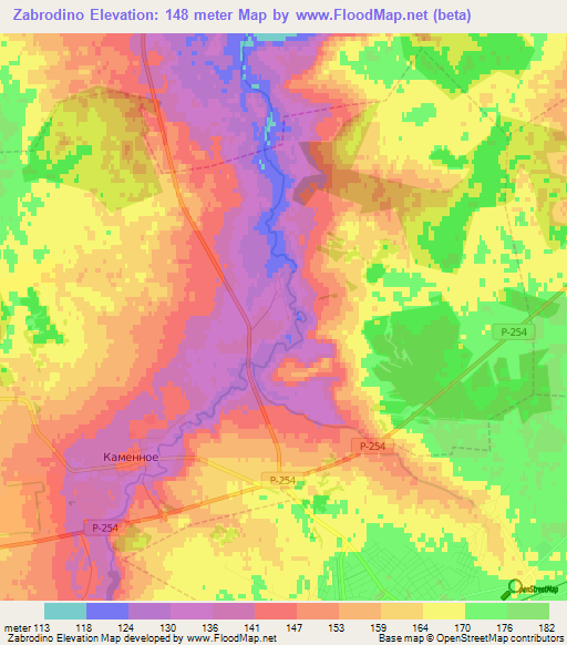 Zabrodino,Russia Elevation Map