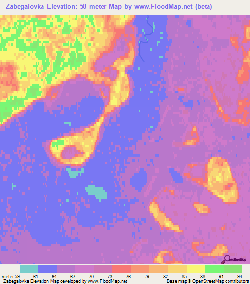 Zabegalovka,Russia Elevation Map