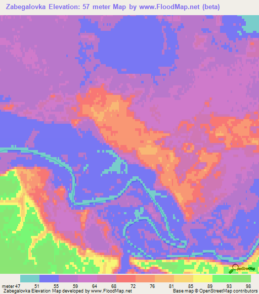 Zabegalovka,Russia Elevation Map