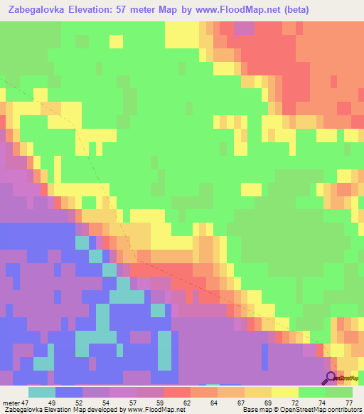 Zabegalovka,Russia Elevation Map