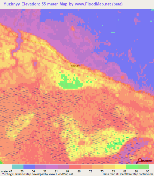 Yuzhnyy,Russia Elevation Map