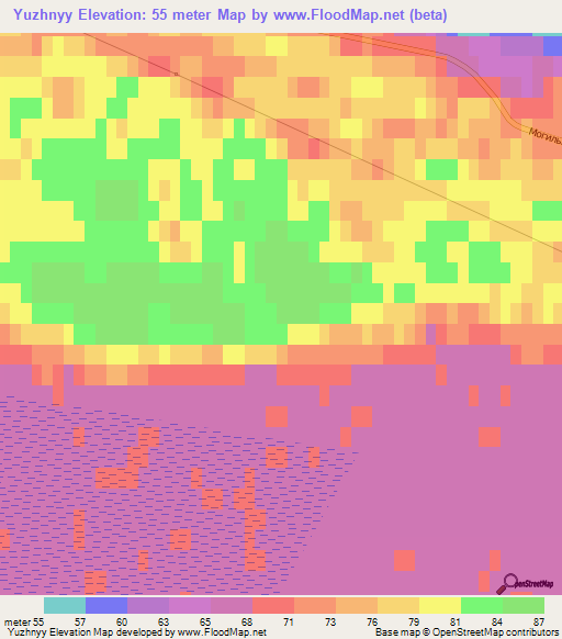 Yuzhnyy,Russia Elevation Map