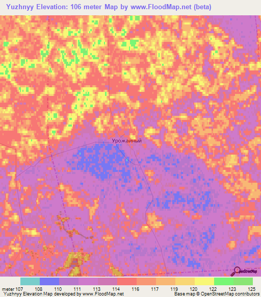 Yuzhnyy,Russia Elevation Map