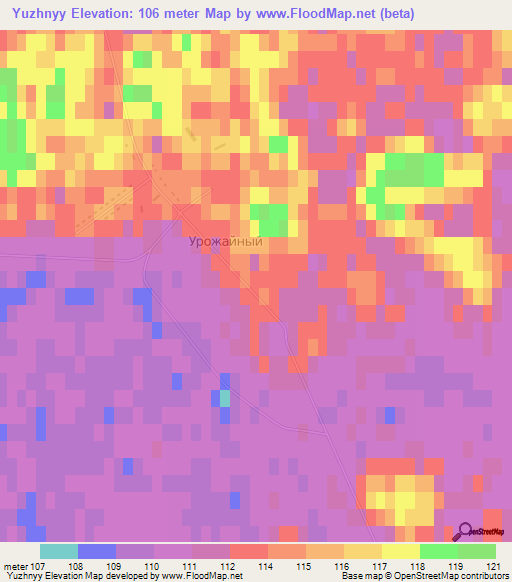 Yuzhnyy,Russia Elevation Map