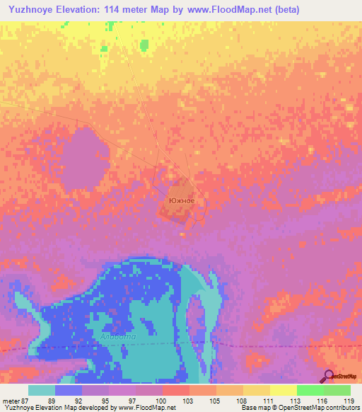 Yuzhnoye,Russia Elevation Map