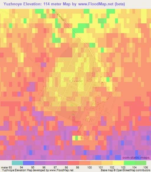 Yuzhnoye,Russia Elevation Map