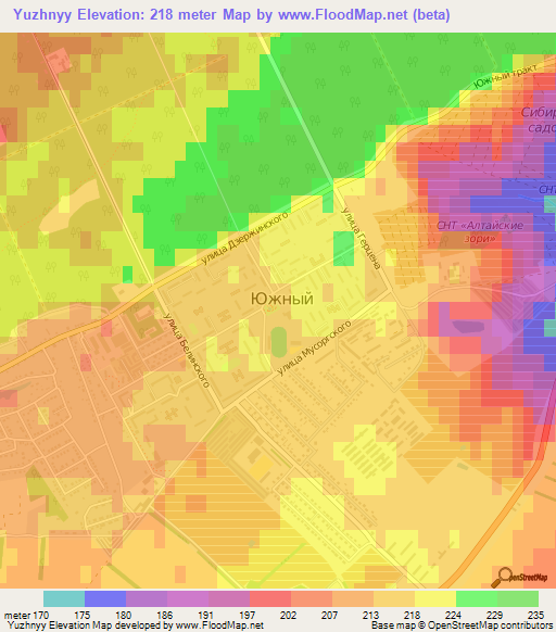 Yuzhnyy,Russia Elevation Map