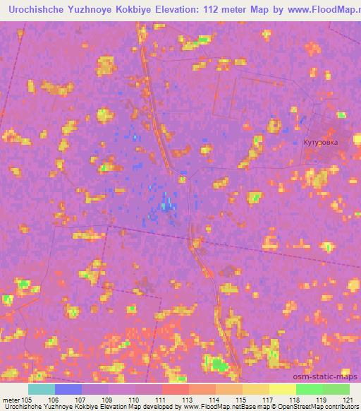 Urochishche Yuzhnoye Kokbiye,Russia Elevation Map