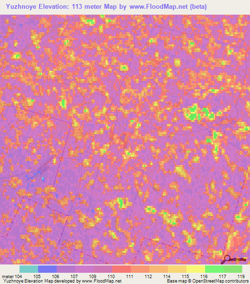 Yuzhnoye,Russia Elevation Map