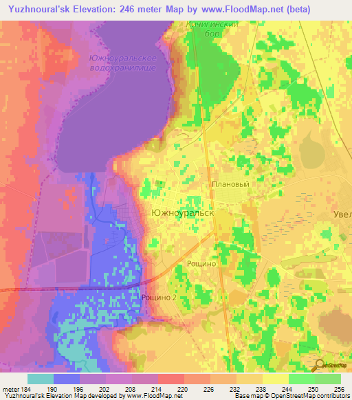 Yuzhnoural'sk,Russia Elevation Map