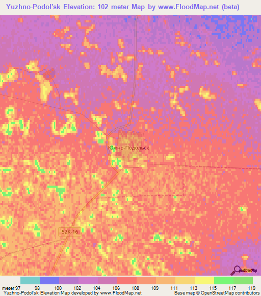 Yuzhno-Podol'sk,Russia Elevation Map