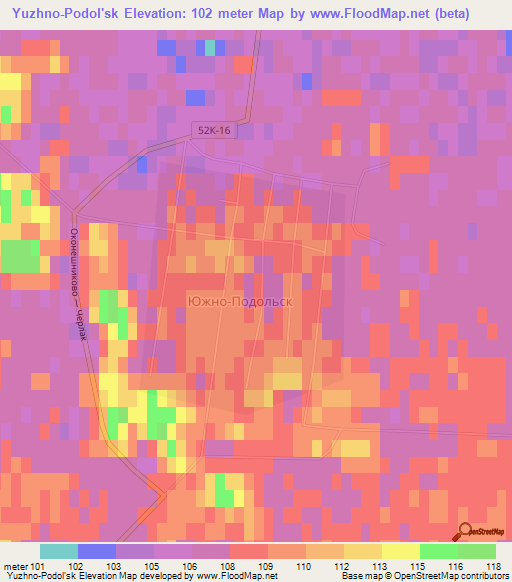 Yuzhno-Podol'sk,Russia Elevation Map