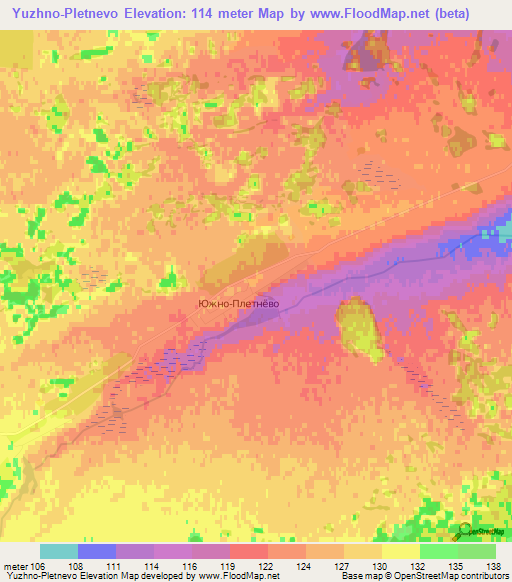 Yuzhno-Pletnevo,Russia Elevation Map