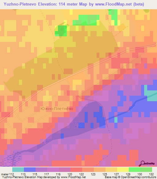 Yuzhno-Pletnevo,Russia Elevation Map