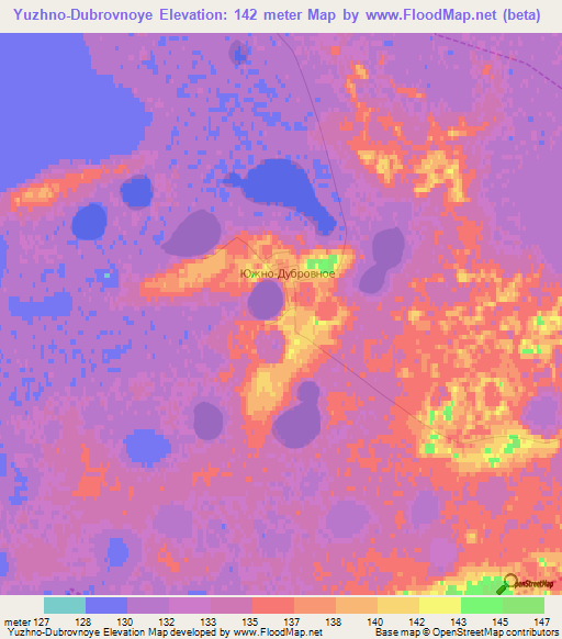 Yuzhno-Dubrovnoye,Russia Elevation Map