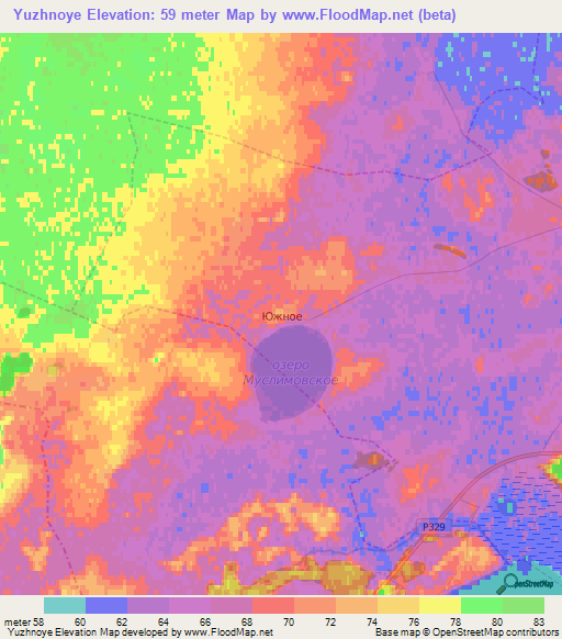 Yuzhnoye,Russia Elevation Map