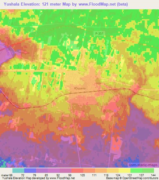 Yushala,Russia Elevation Map