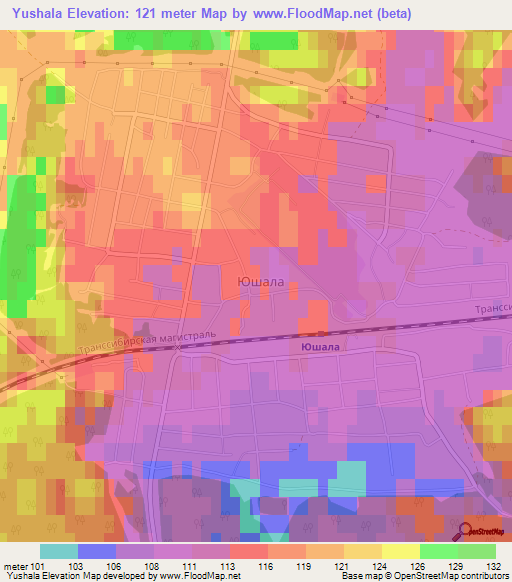 Yushala,Russia Elevation Map