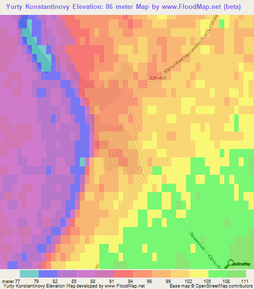 Yurty Konstantinovy,Russia Elevation Map