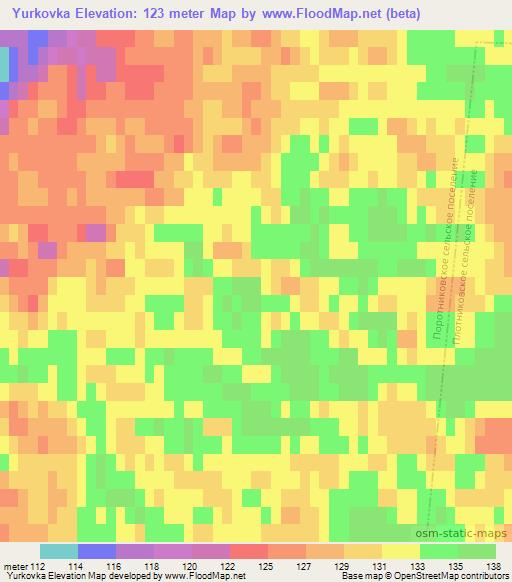 Yurkovka,Russia Elevation Map