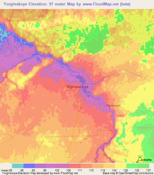 Yurginskoye,Russia Elevation Map