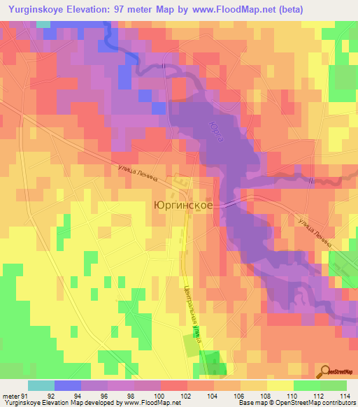 Yurginskoye,Russia Elevation Map