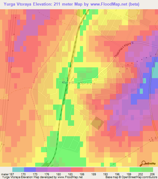 Yurga Vtoraya,Russia Elevation Map