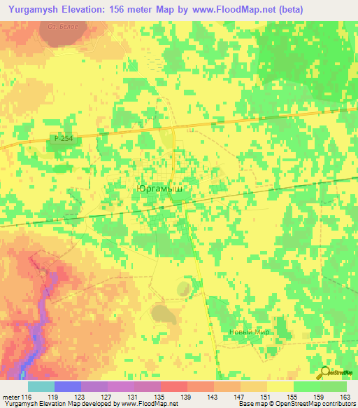 Yurgamysh,Russia Elevation Map