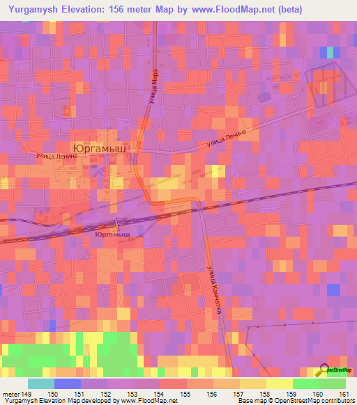 Yurgamysh,Russia Elevation Map