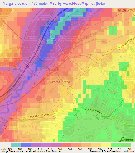 Yurga,Russia Elevation Map