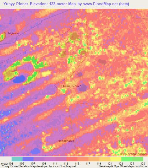 Yunyy Pioner,Russia Elevation Map