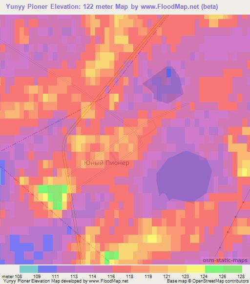 Yunyy Pioner,Russia Elevation Map