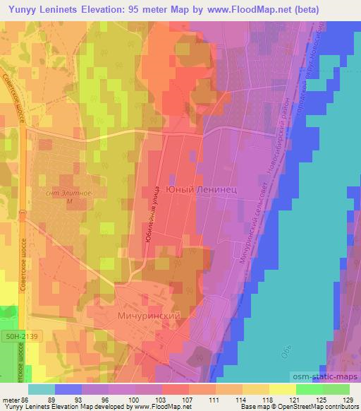 Yunyy Leninets,Russia Elevation Map