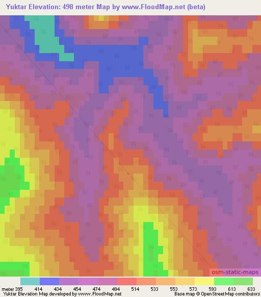 Yuktar,Russia Elevation Map