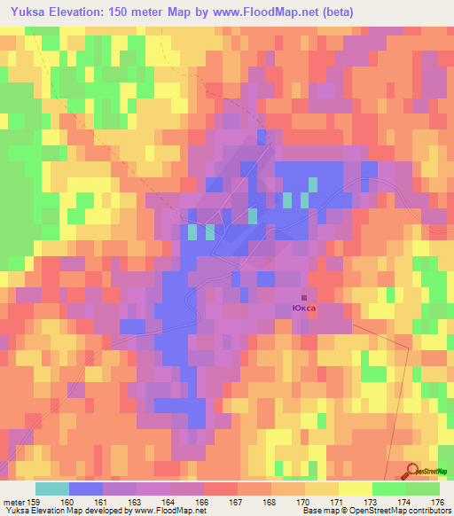 Yuksa,Russia Elevation Map