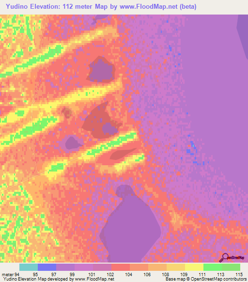 Yudino,Russia Elevation Map